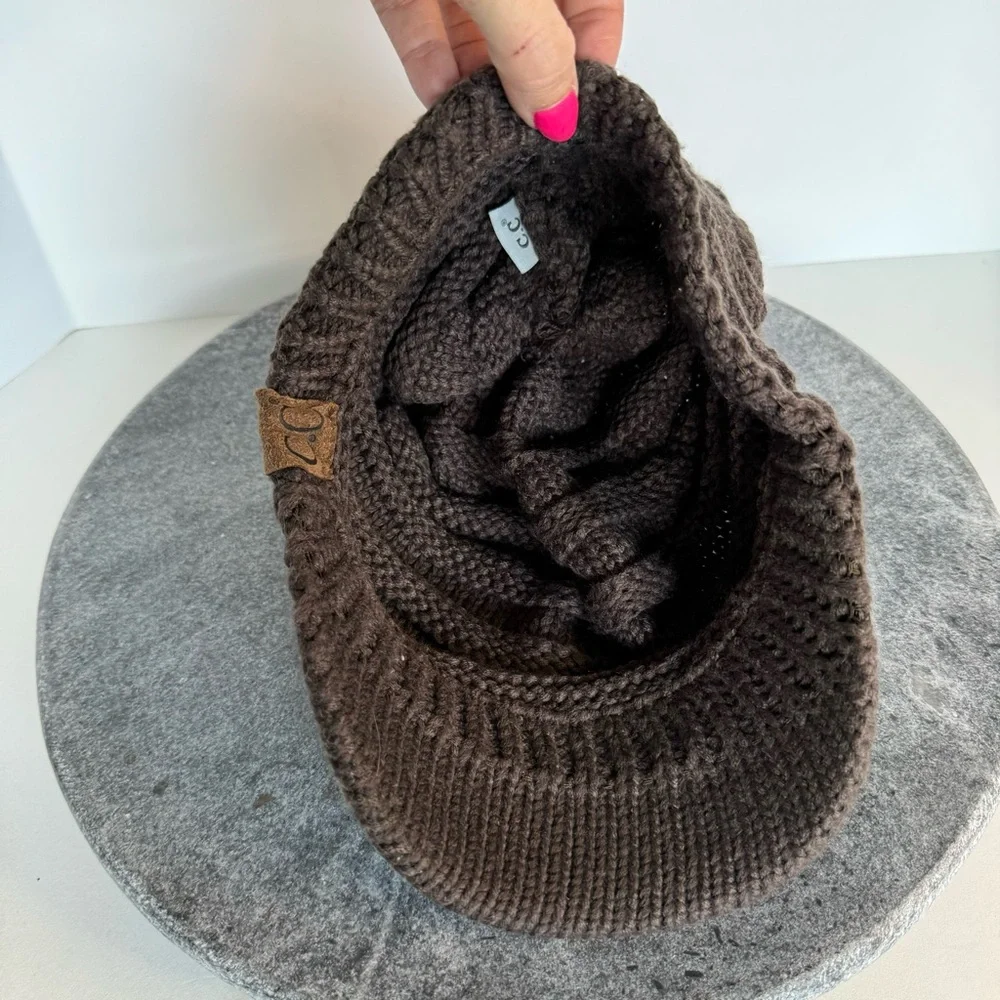 C.C. Originals Dark Purple Knit Beanie BallCap Hat